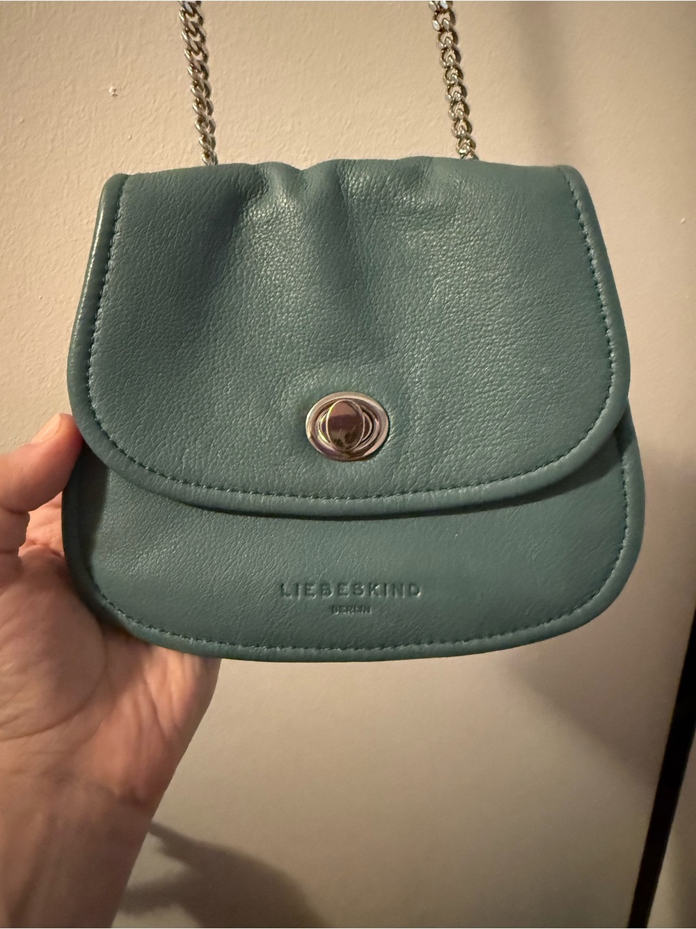 Liebeskind Teal Leather Chain Crossbody Purse